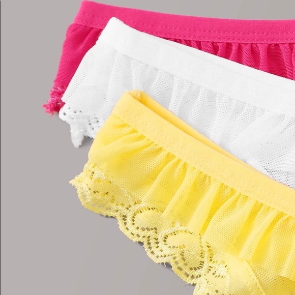 Yellow white pink 3 pc pantie set - Picture 4 of 5